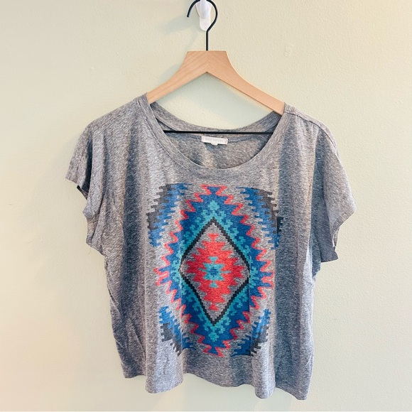 Urban Outfitters Techno Navajo Quilt Oversized Crop Tee Womens Size Small Grey - Picture 3 of 7